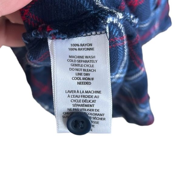 BEACHLUNCHLOUNGE | Soft Navy Plaid Flannel Dress (S) - Picture 3 of 4